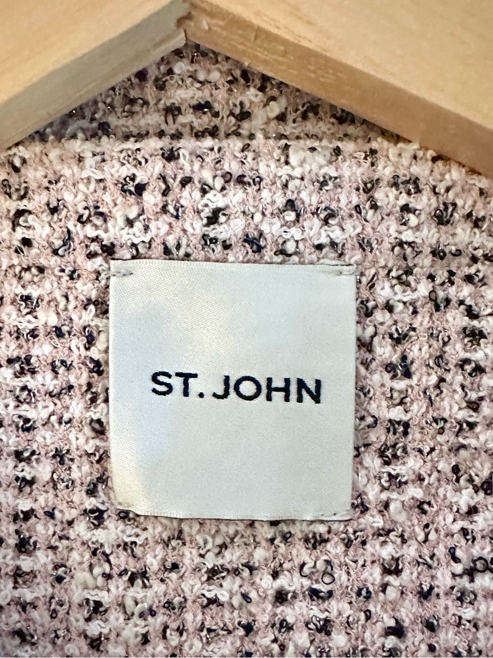 St. John Pink/Off White/Black Tweed Jacket with Contrast Trim - Picture 5 of 5